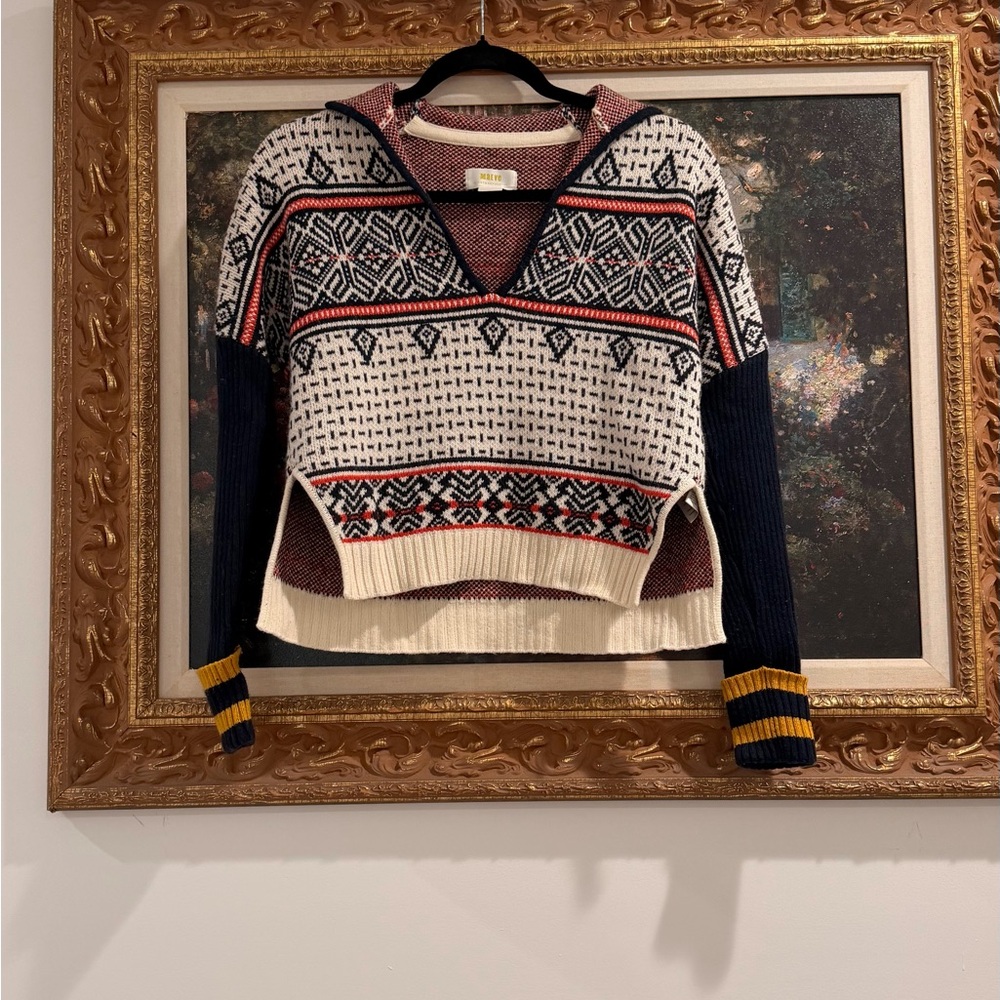 Anthropologie Patterned V-Neck Sweater